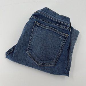 Rag & Bone Jeans Women's Size 26 Blue Ripped Distressed Straight Leg Raw Hem